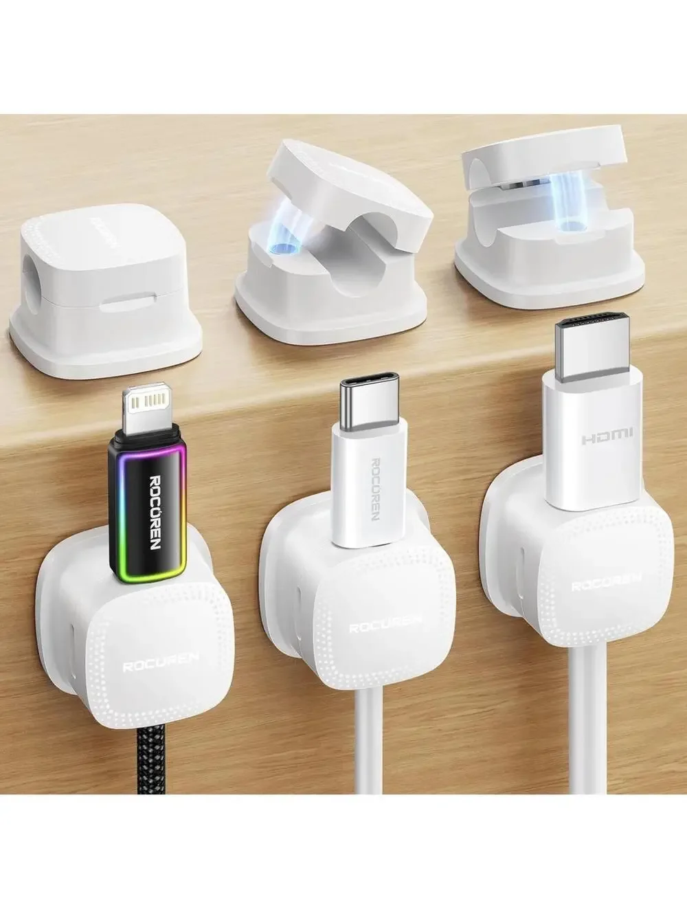 Magnetic Cable Clips 23 Pack Open Box New Phone Charger Cord Organizer White